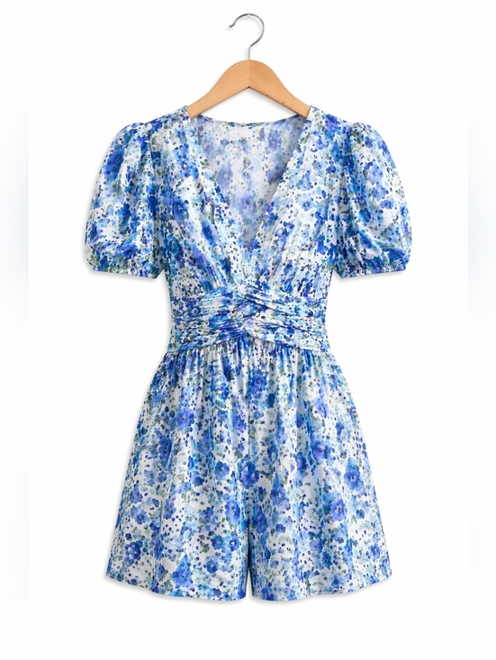 Zara Dresses & Skirts - ZARA Floral Blue Romper Dress